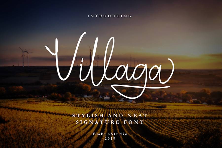 Villaga Stylish Signature Font sample