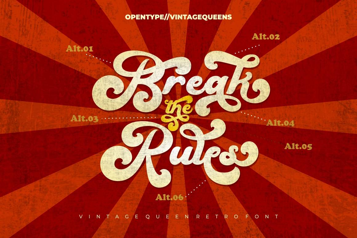 Vintage Queens Font sample
