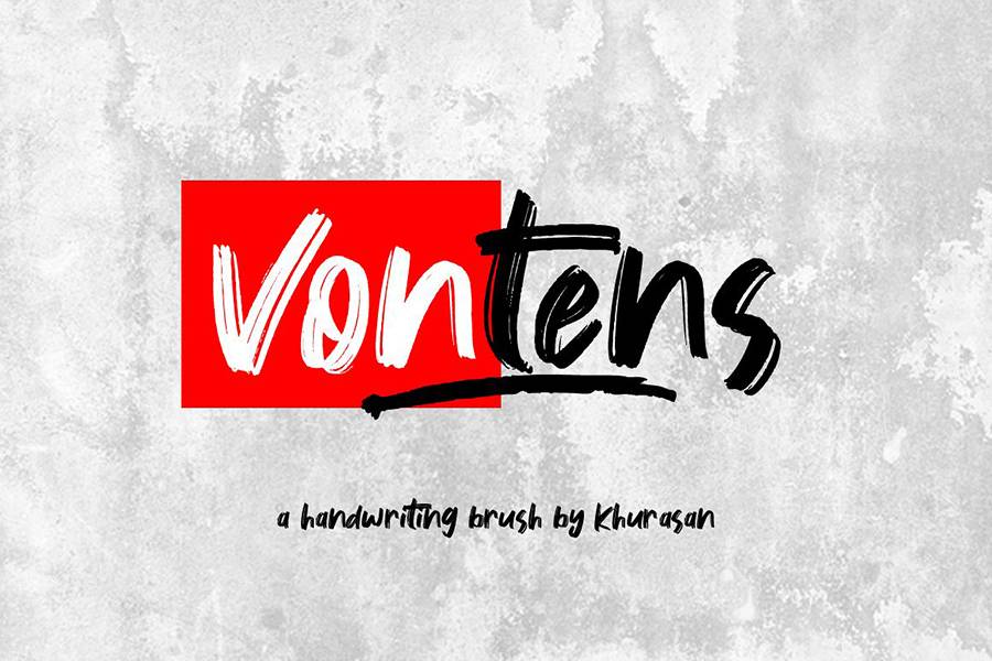 Vontens Handwriting Brush Font sample