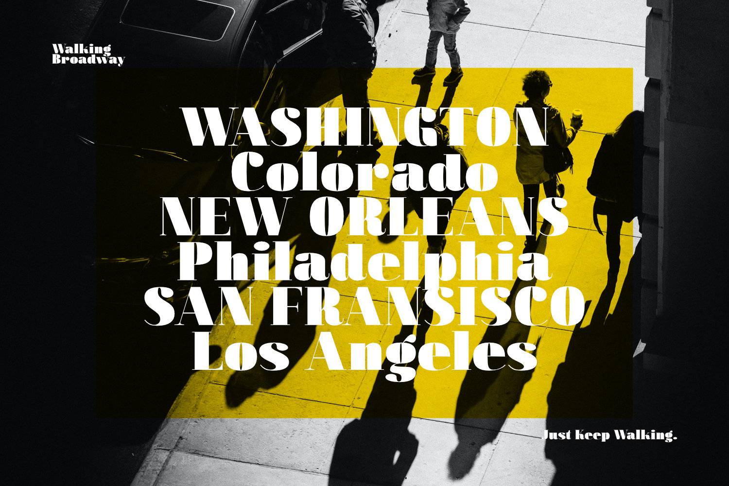 Walking Broadway Font sample