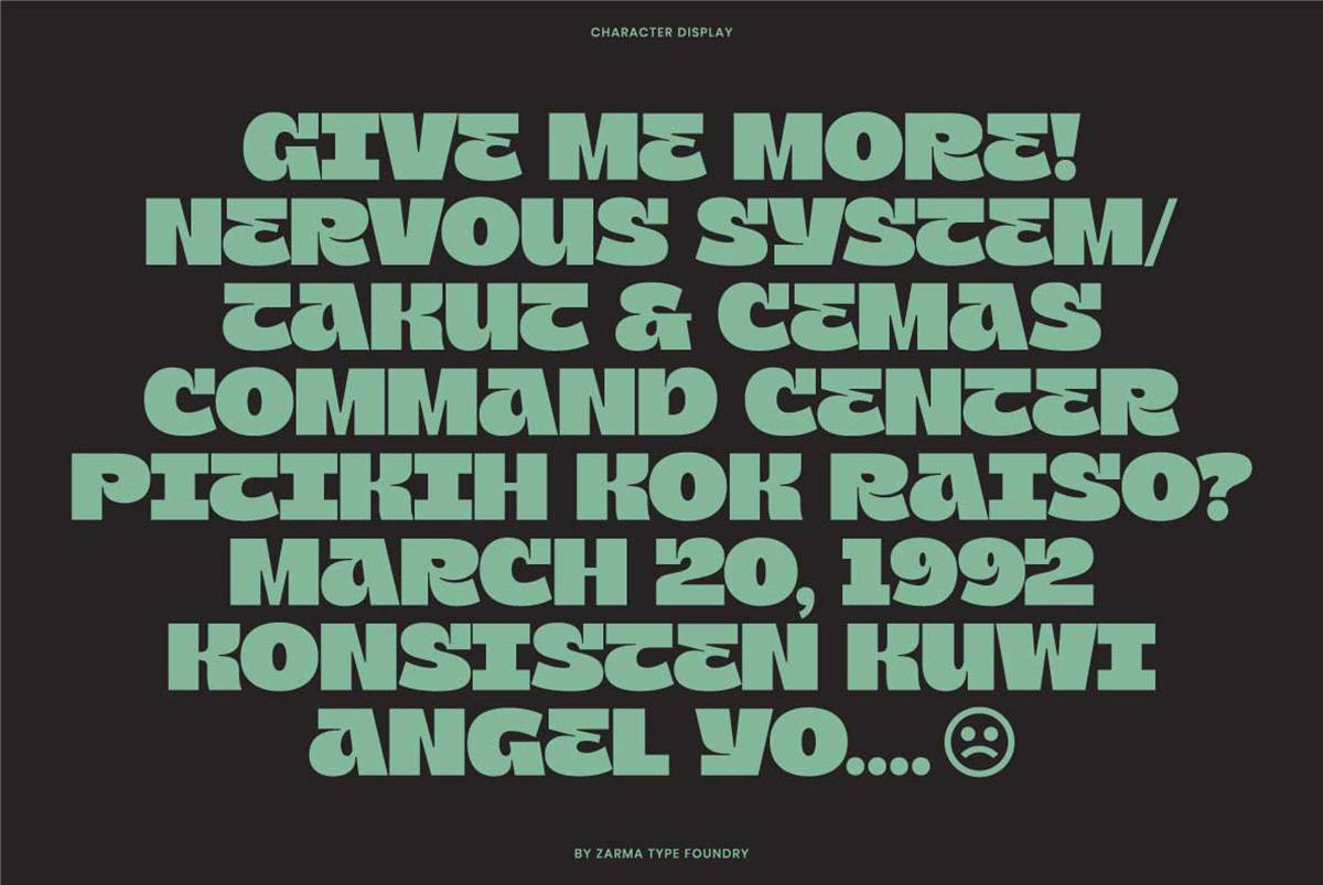 Zatiyan Font sample
