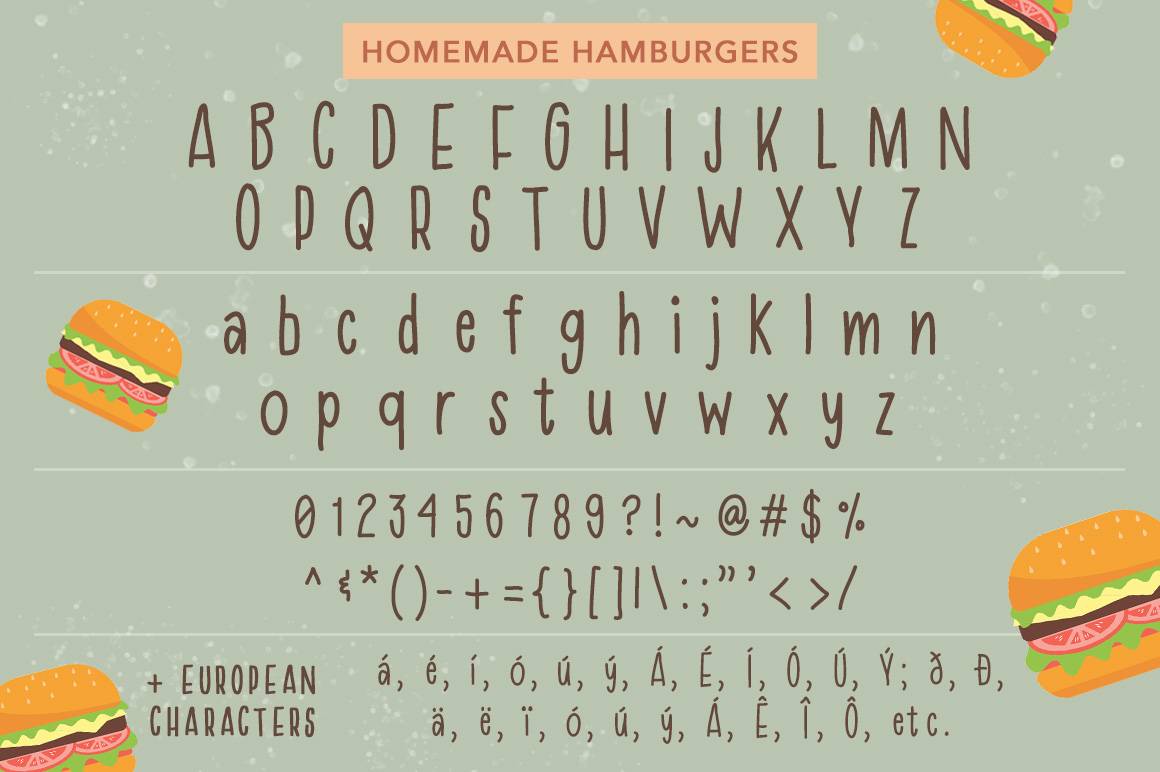 Homemade Hamburger Font sample