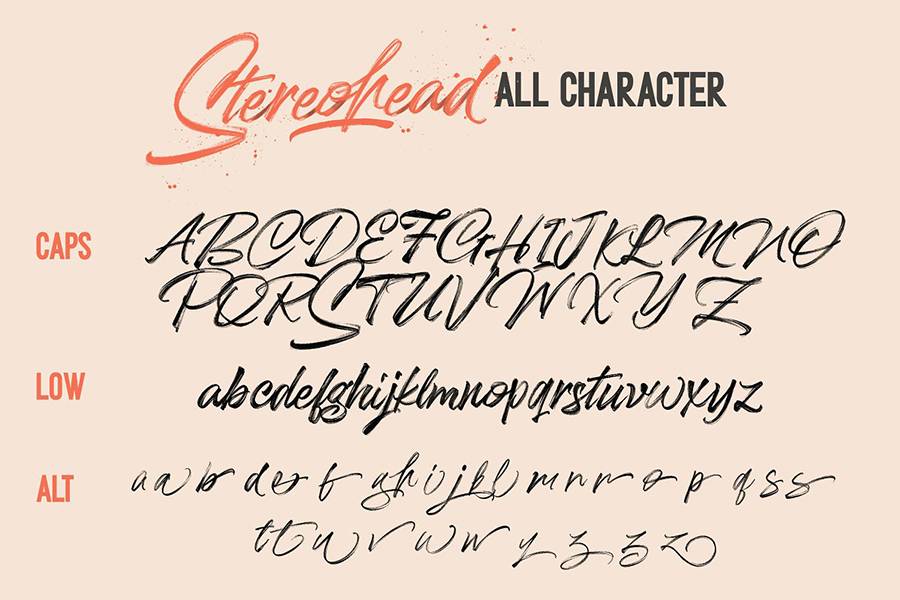 Stereohead Brush Lettering Font sample