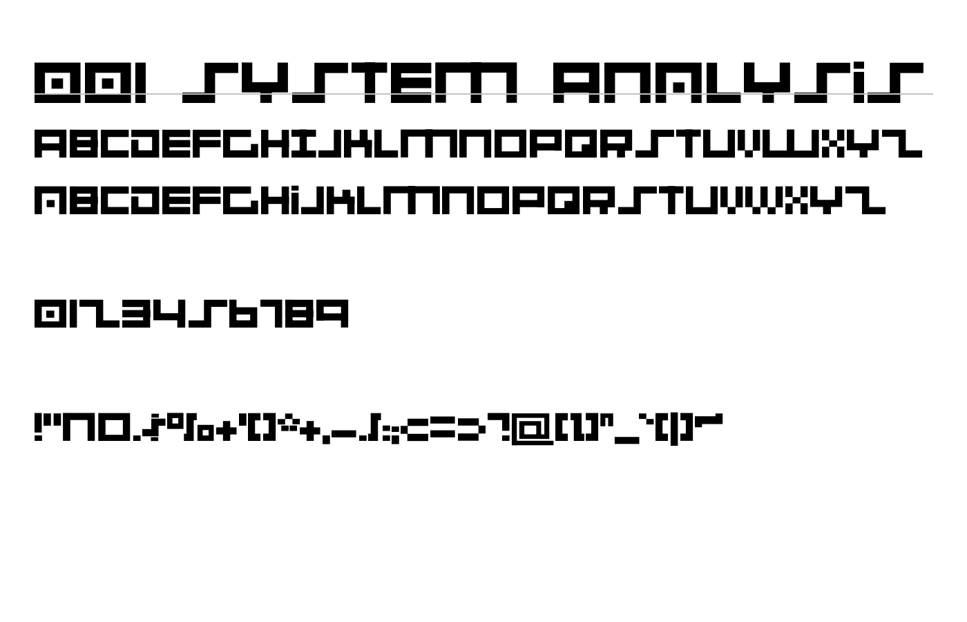 001 System Analysis Font preview