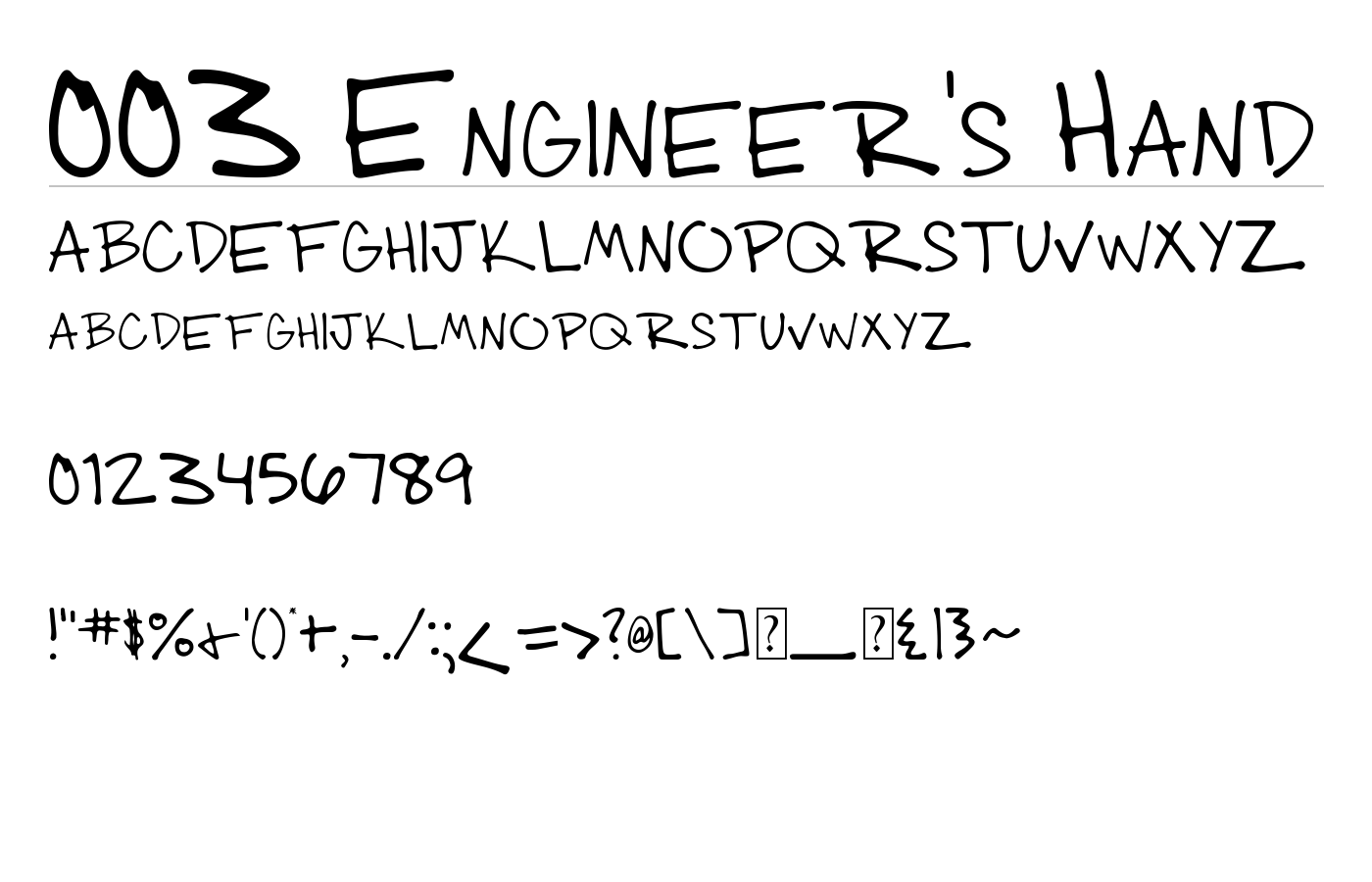 003 Engineer's Hand Font preview