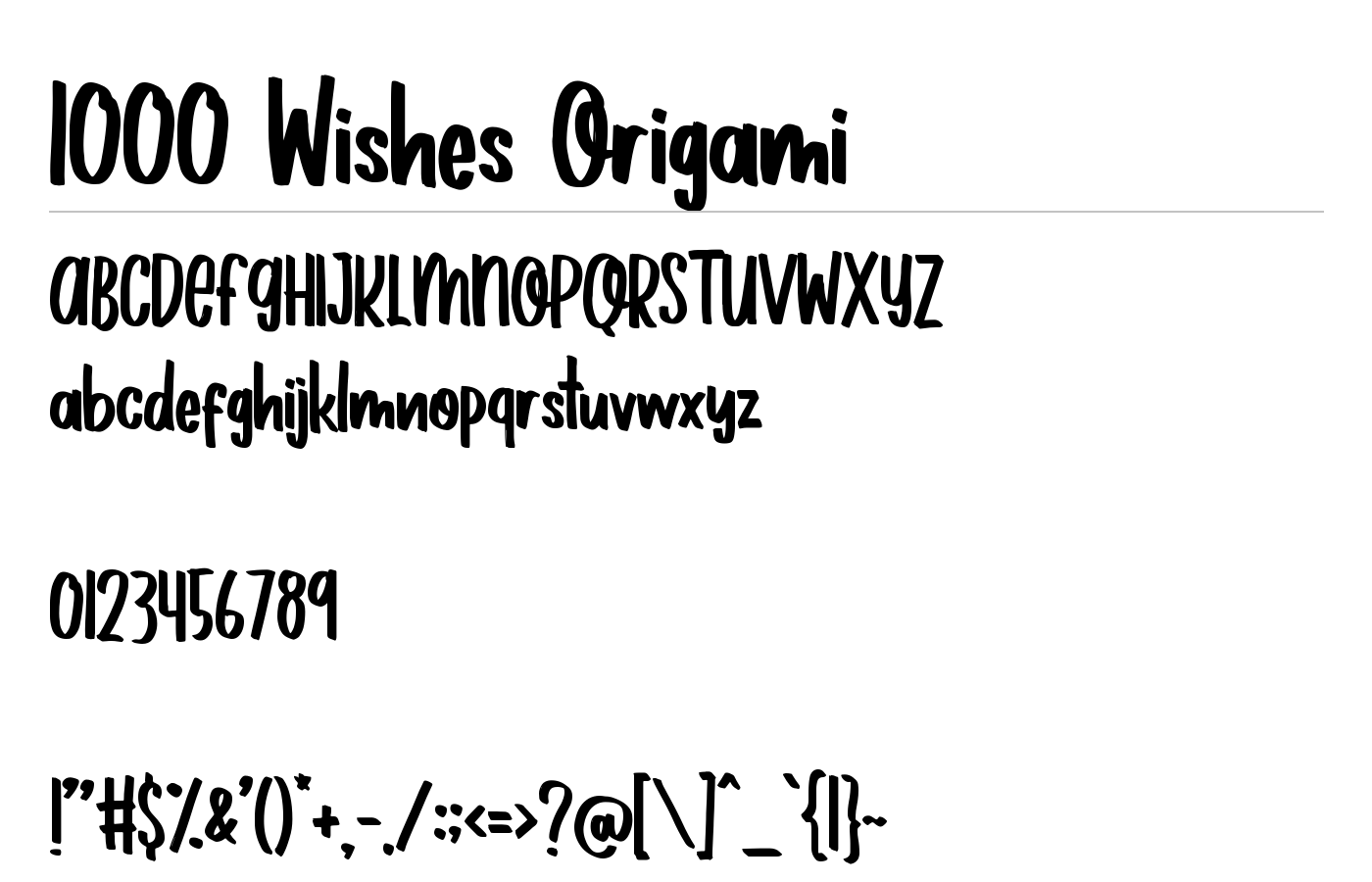 1000 Wishes Origami Font preview