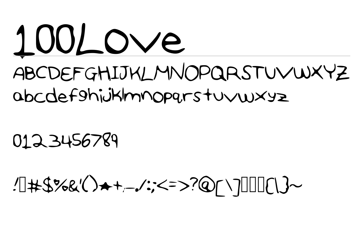 100Love Font preview