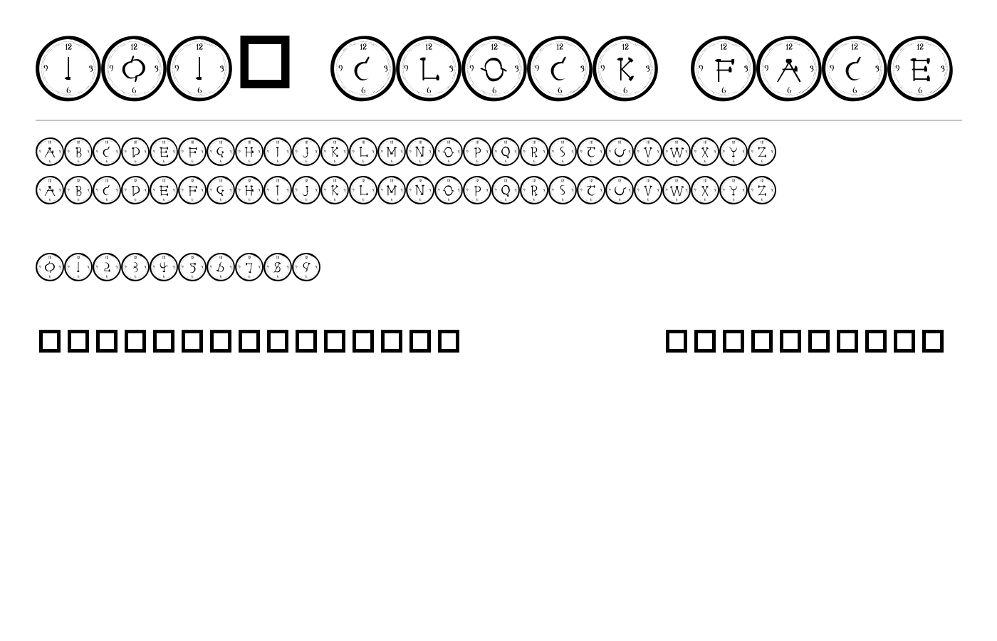 101! Clock Face Font preview