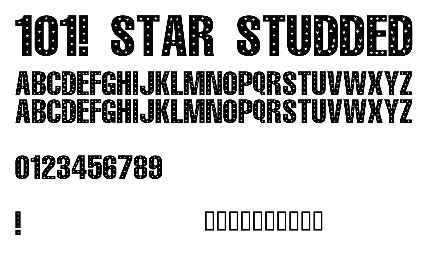 101! StaR StuDDeD Font preview