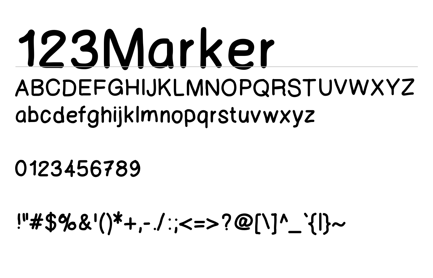 123Marker Font preview