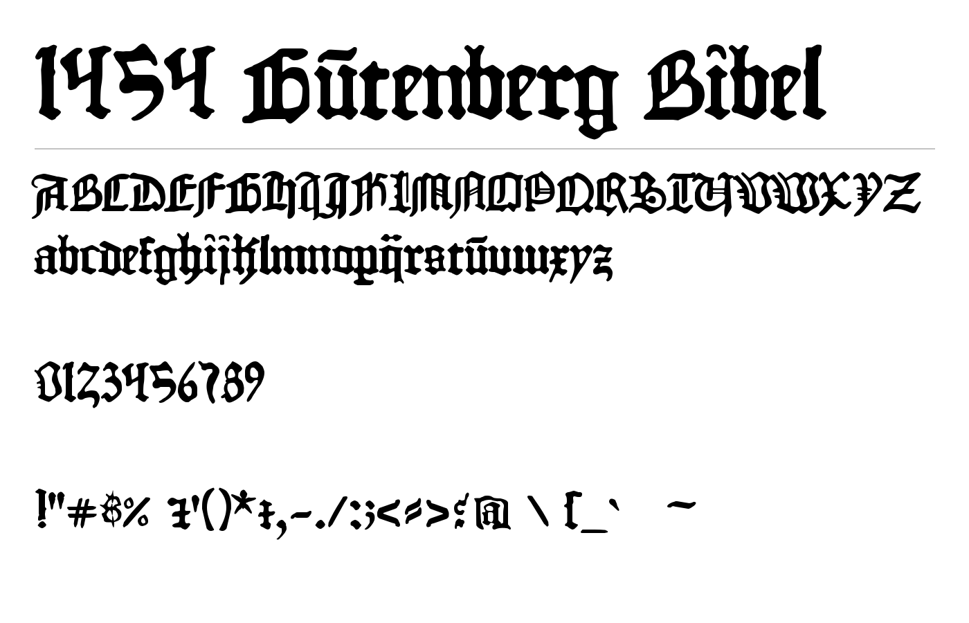 1454 Gutenberg Bibel Font preview
