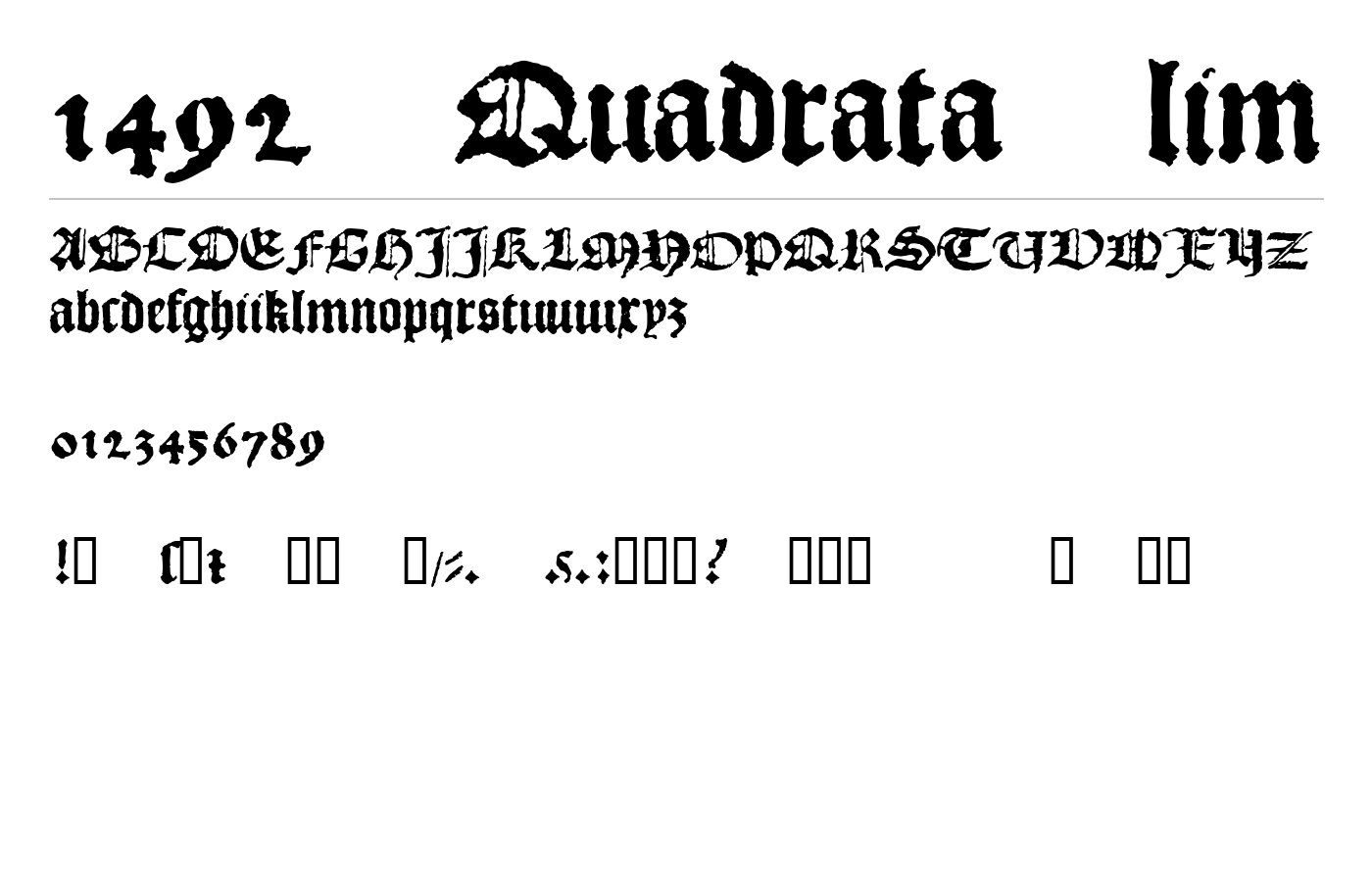 1492_Quadrata_lim Font preview