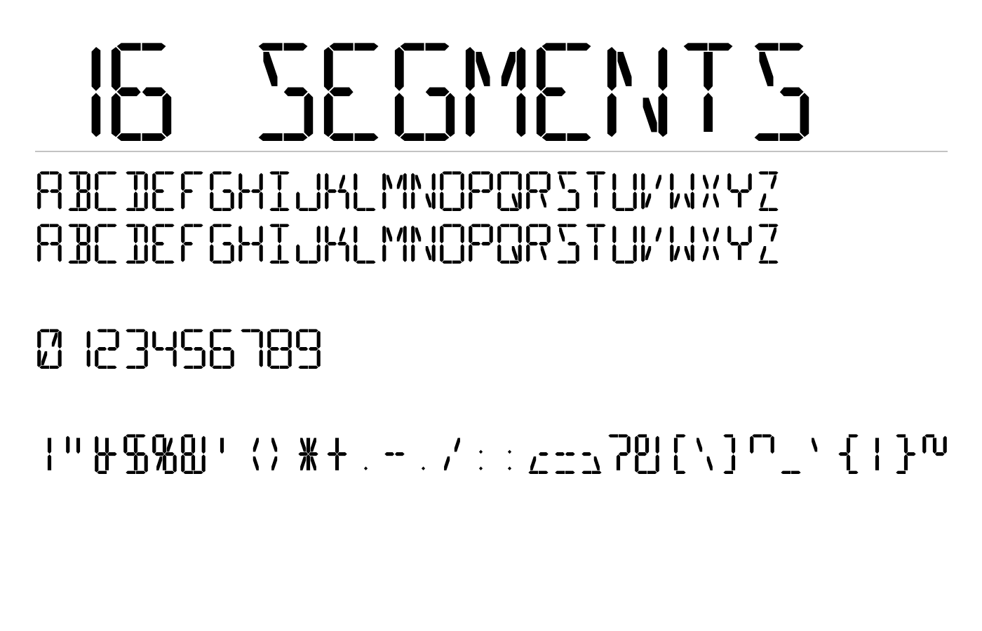 16 Segments Font preview
