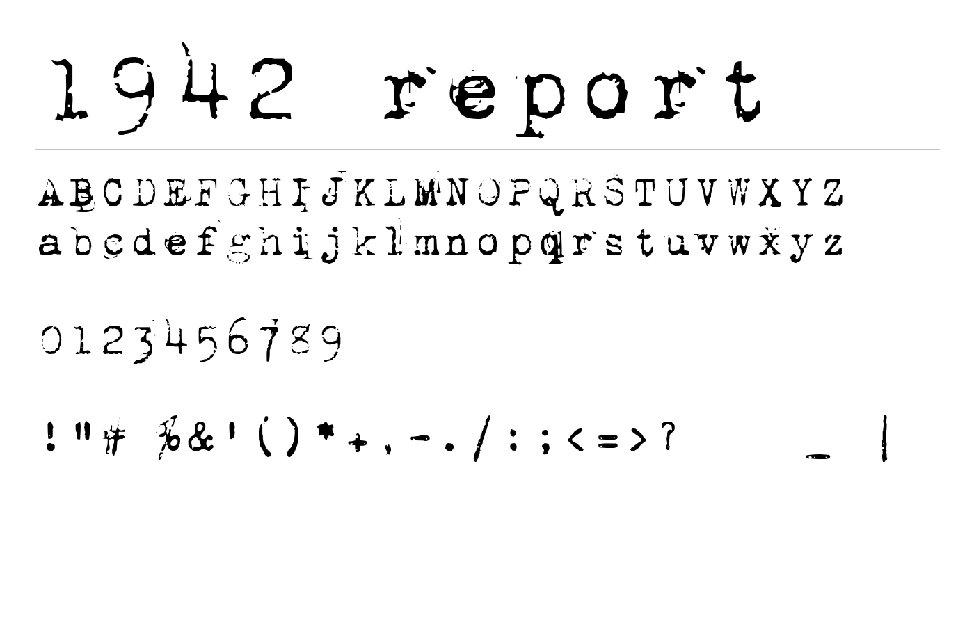 1942 report Font preview