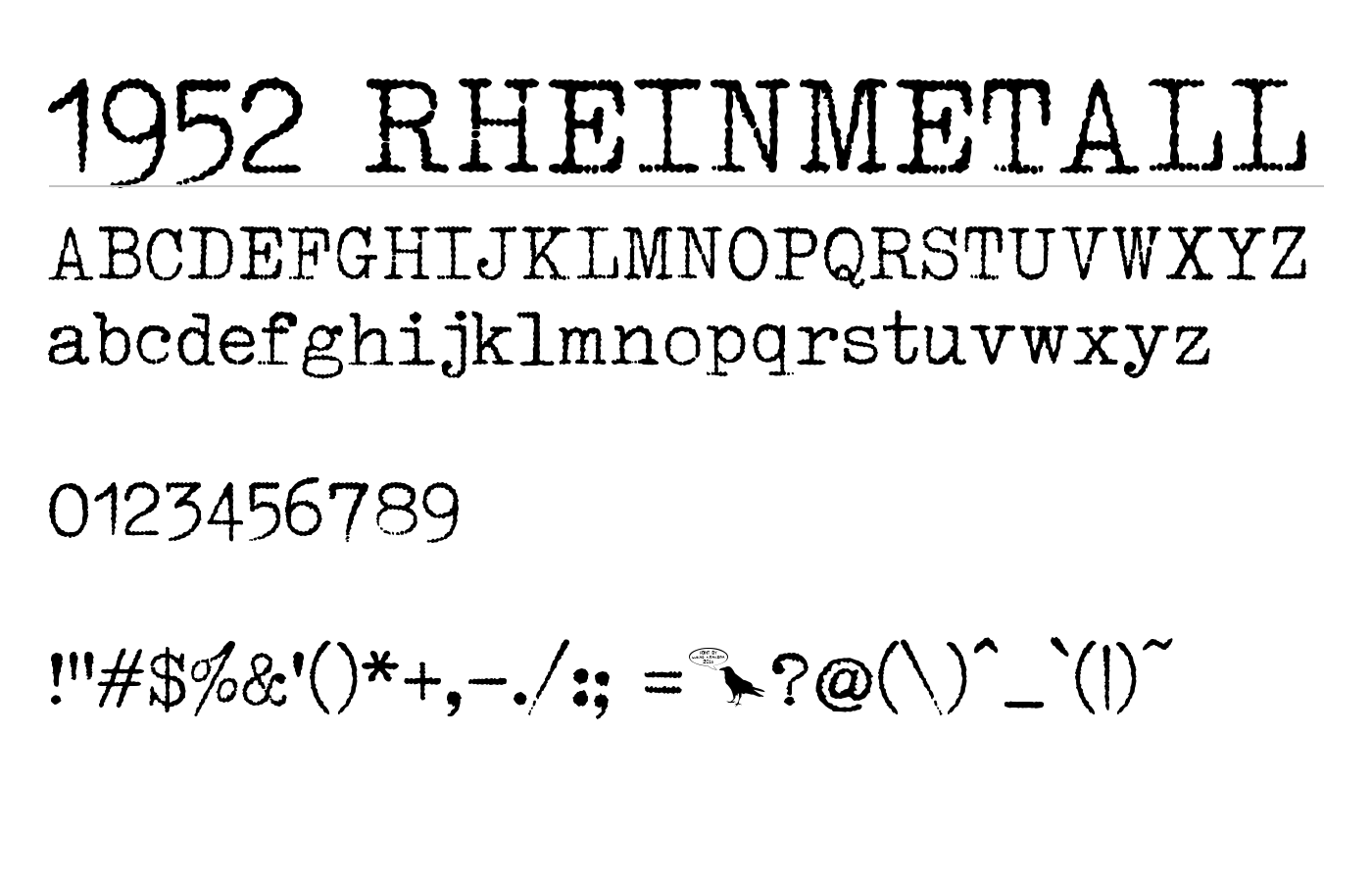 1952 RHEINMETALL Font preview