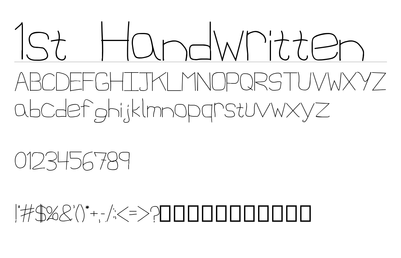 1st Handwritten Font preview
