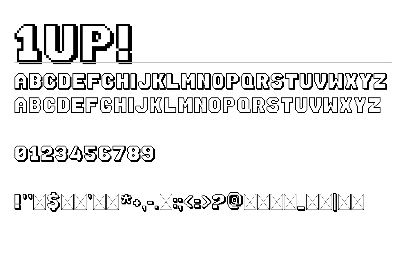 1UP! Font preview