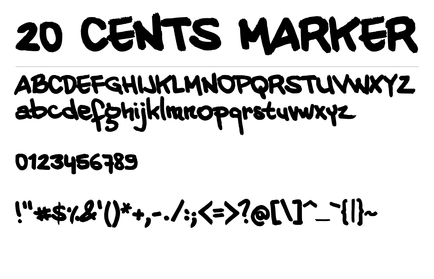 20 CENTS MARKER Font preview