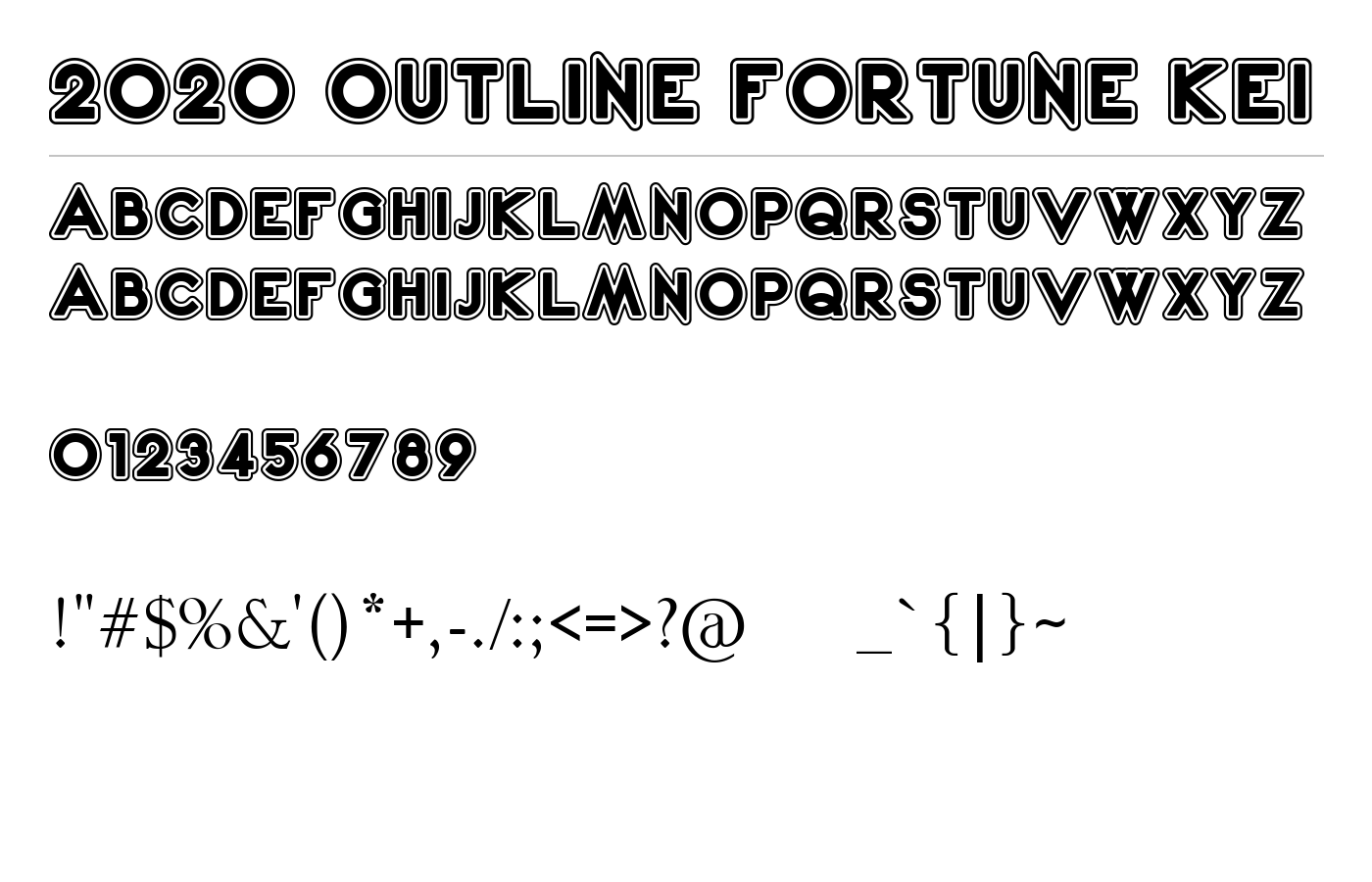 2020 Outline Fortune Kei Font preview