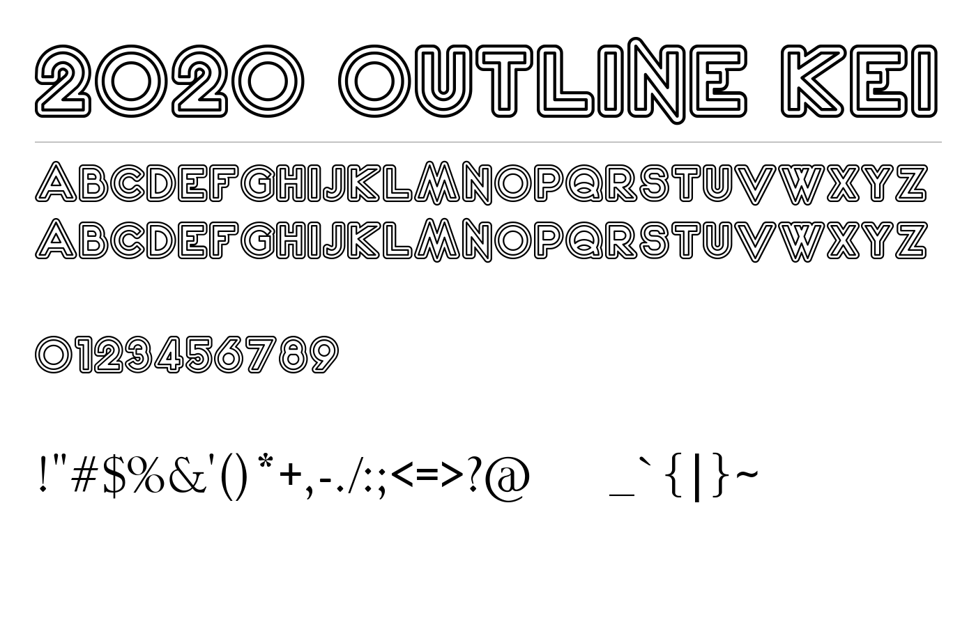 2020 Outline Kei Font preview