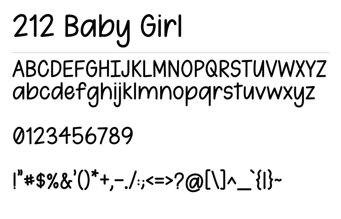 212 Baby Girl Font preview