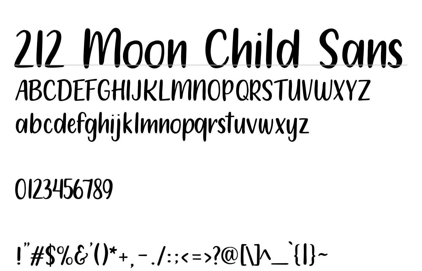 212 Moon Child Sans Font preview