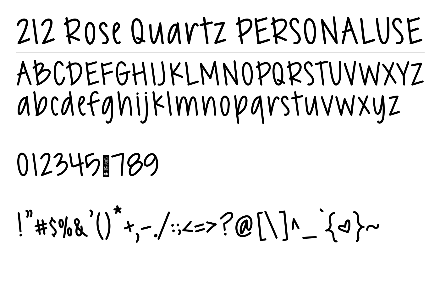 212 Rose Quartz PERSONALUSE Font preview