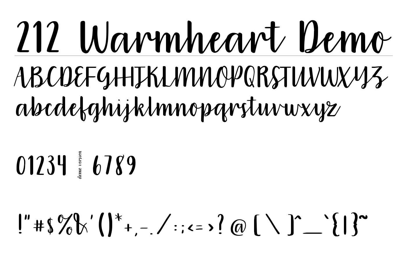 212 Warmheart Demo Font preview