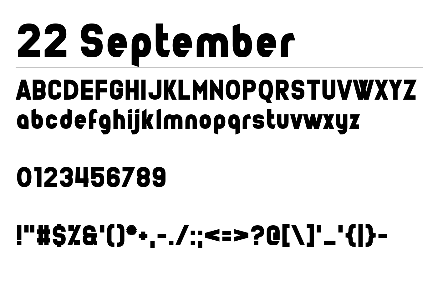 22 September Font preview