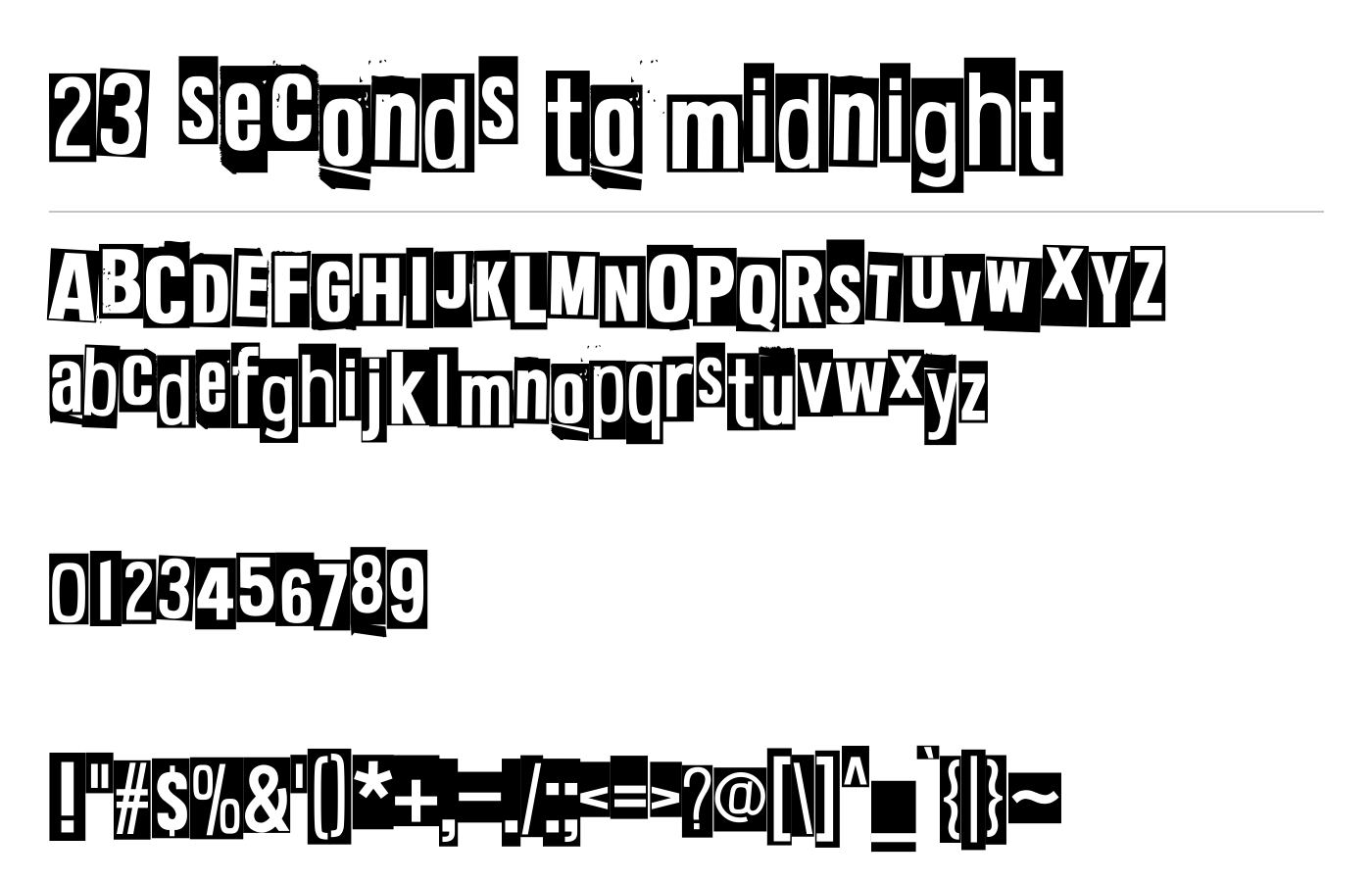 23 seconds to midnight Font preview