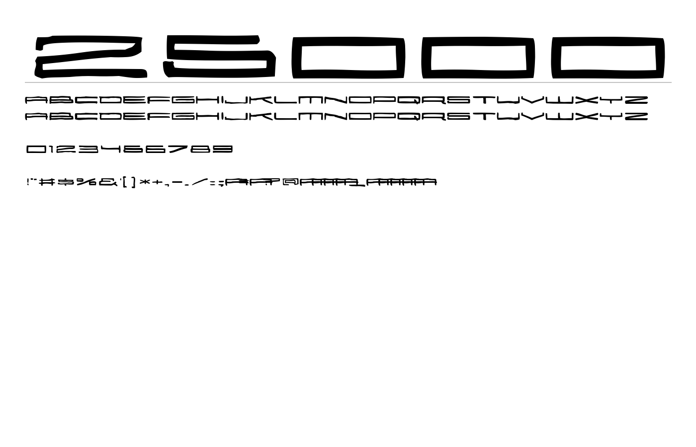 25000 Font preview