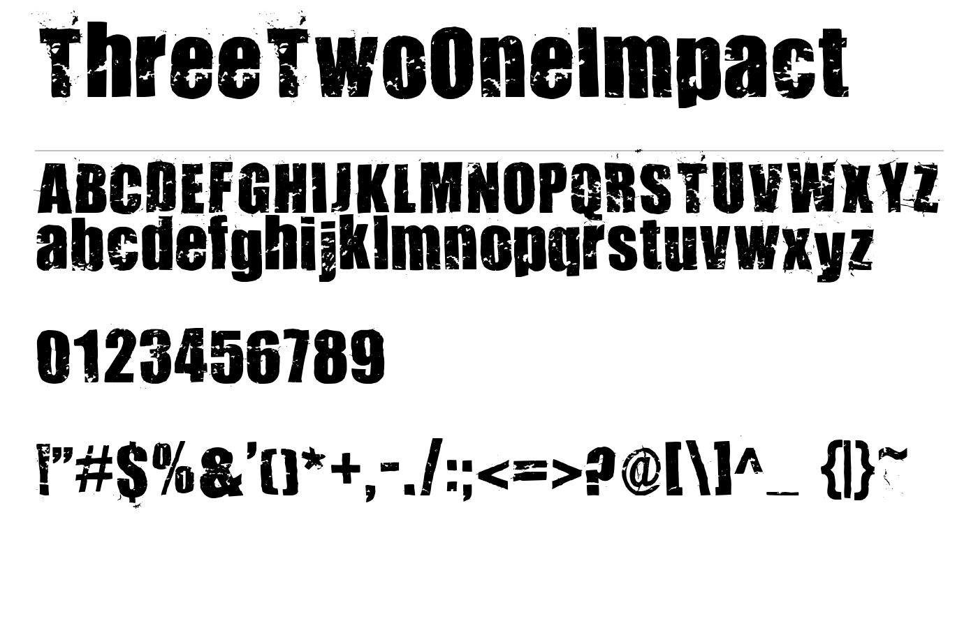 ThreeTwoOneImpact Font preview