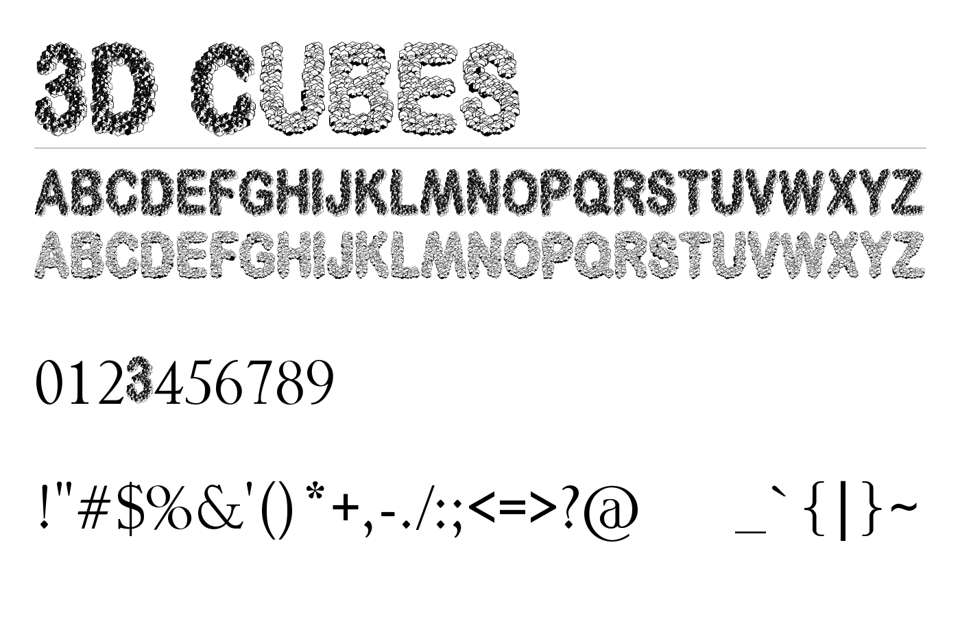3D Cubes Font preview