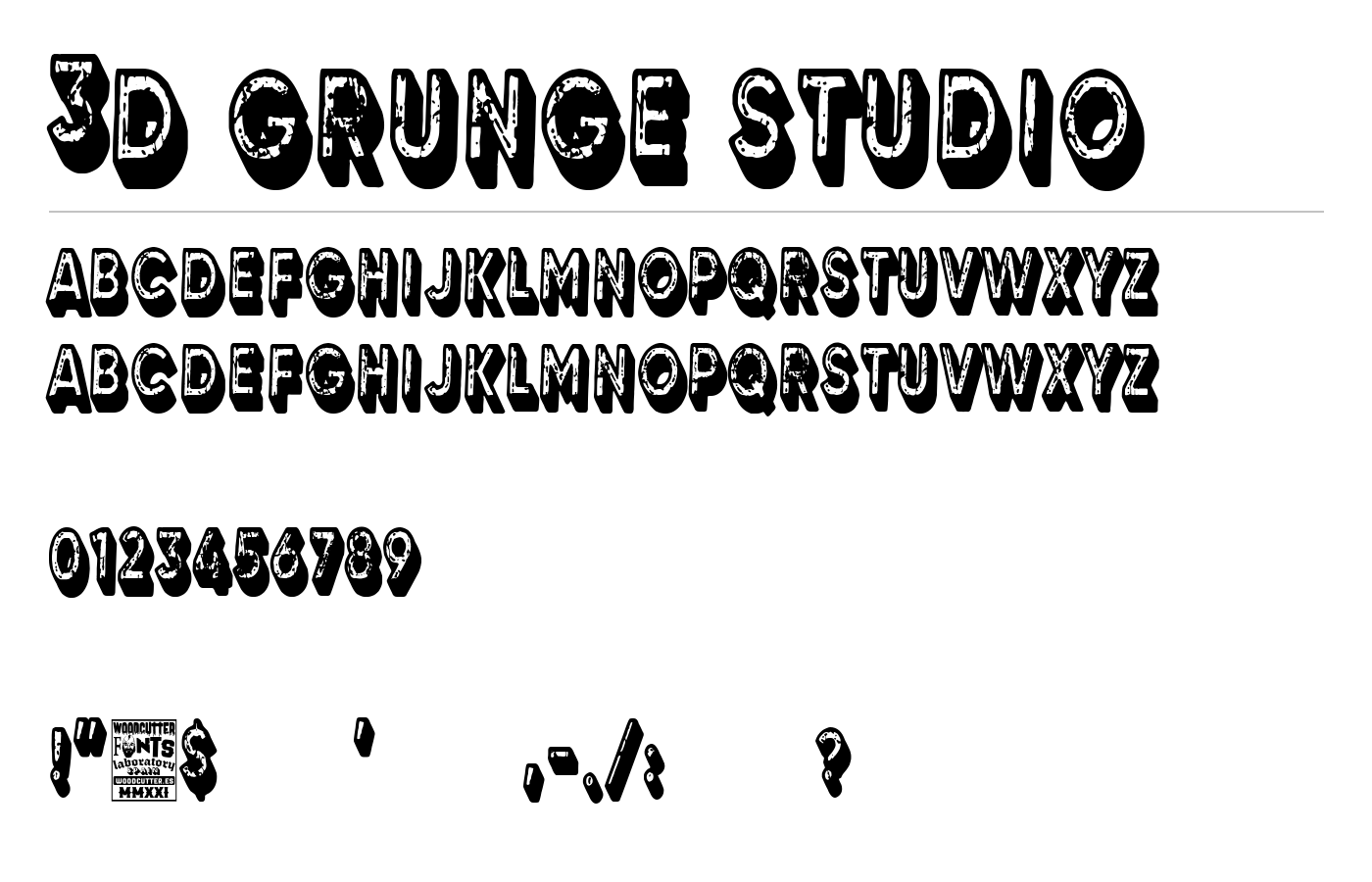 3D Grunge Studio Font preview
