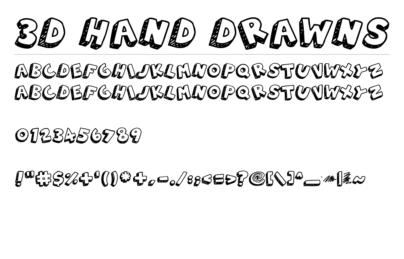 3D Hand Drawns Font preview