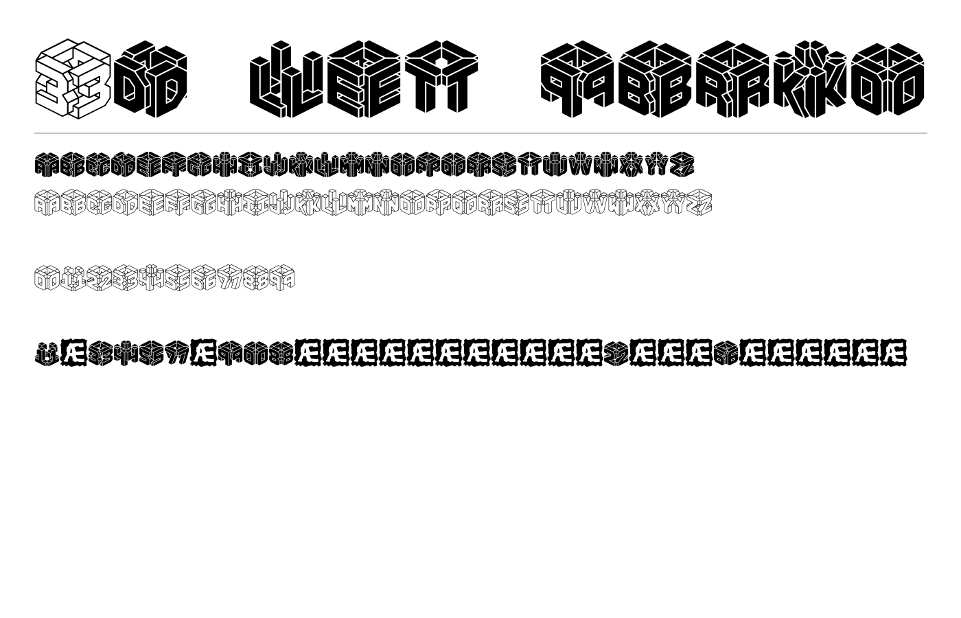3D LET (BRK) Font preview