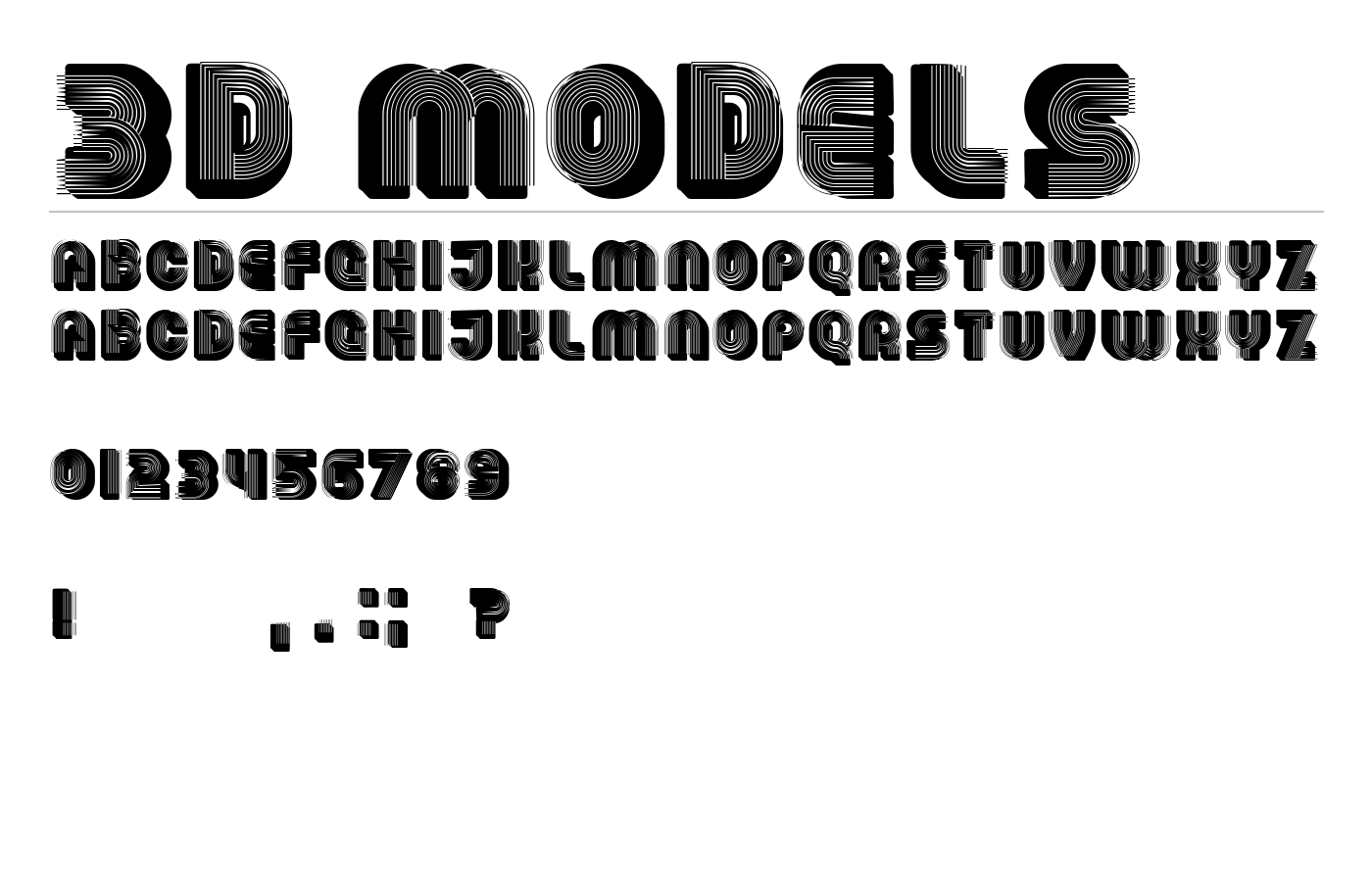 3D Models Font preview