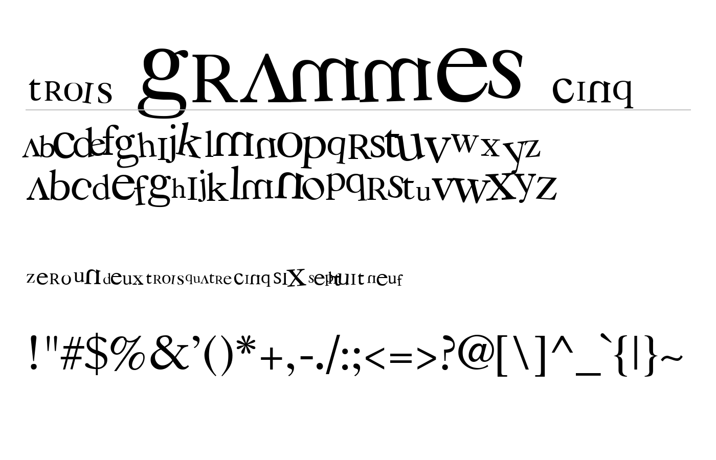 3 grammes 5 Font preview