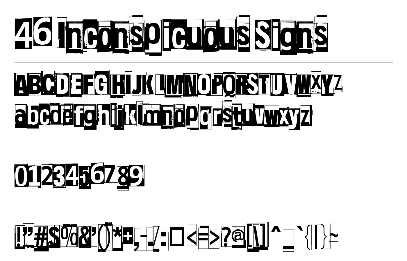 46 Inconspicuous Signs Font preview
