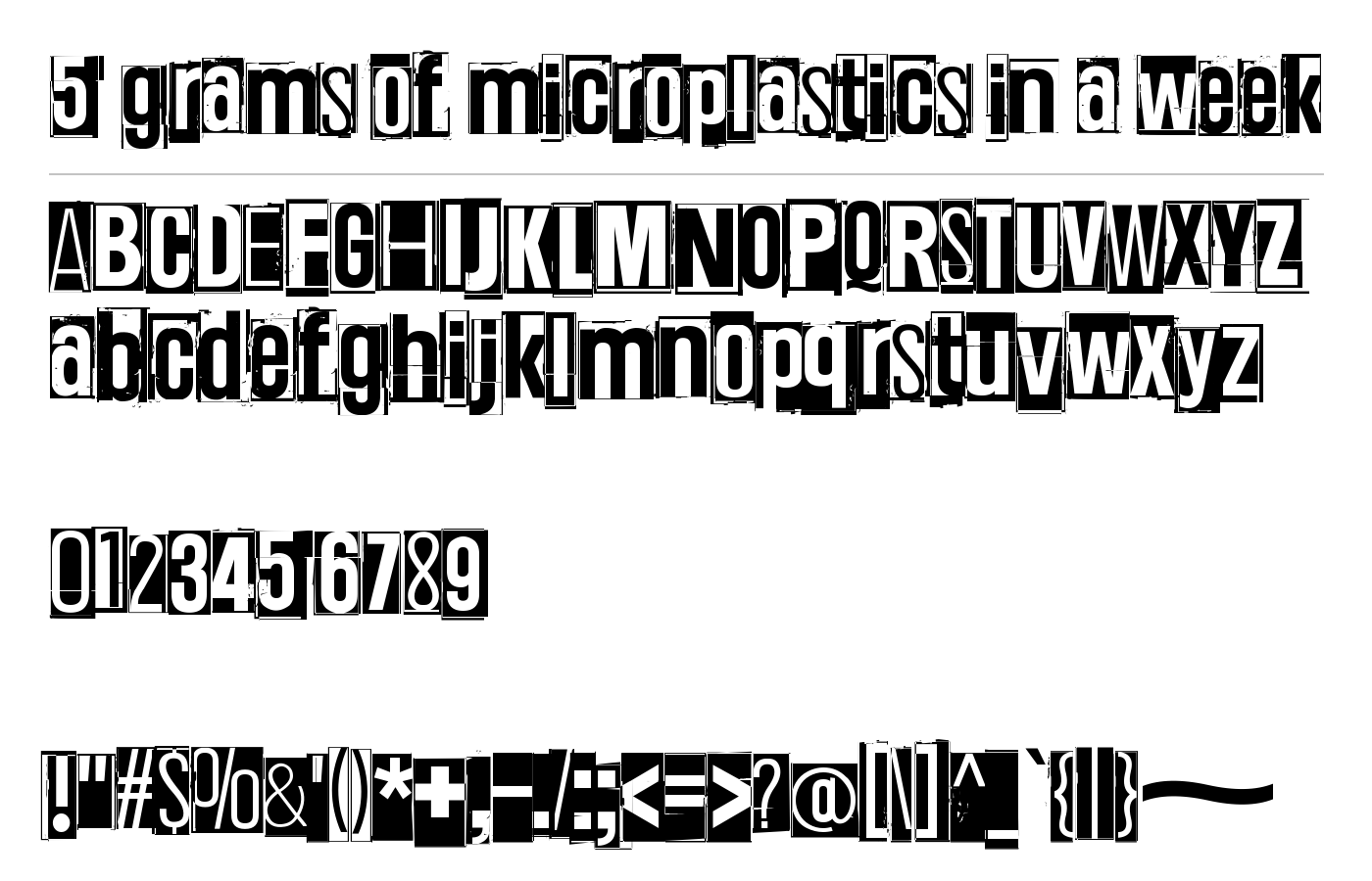 5 grams of microplastics in a week Font preview