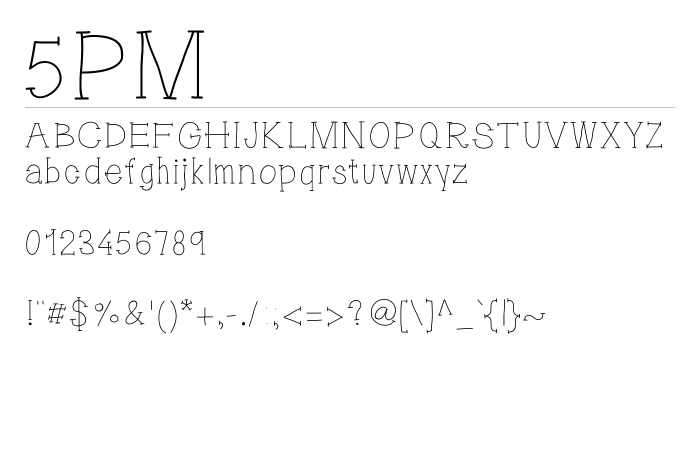 5PM Font preview