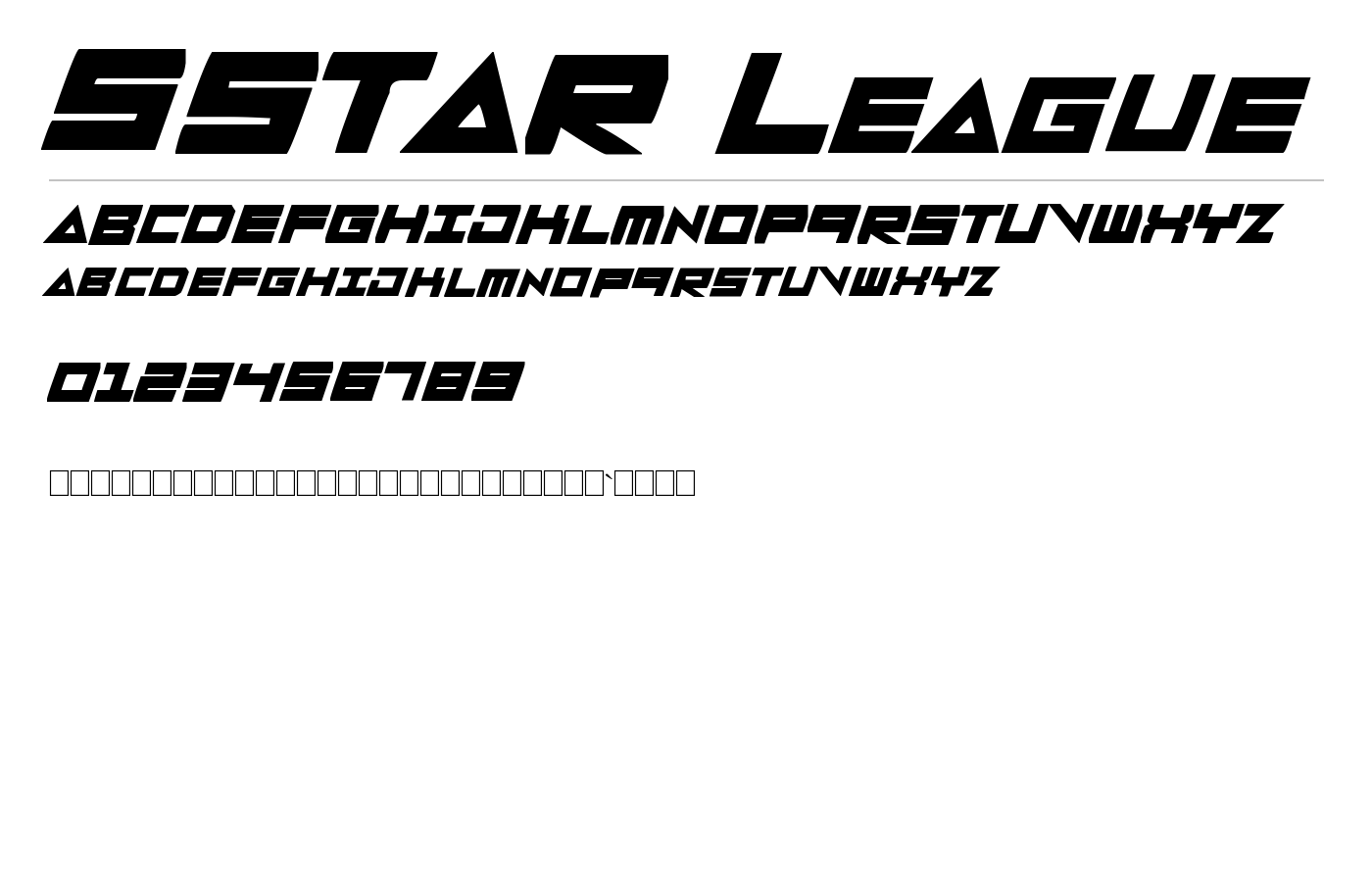 5STAR League Font preview