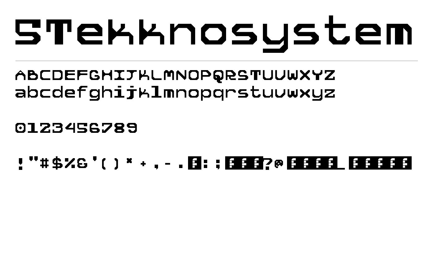 5Tekknosystem Font preview