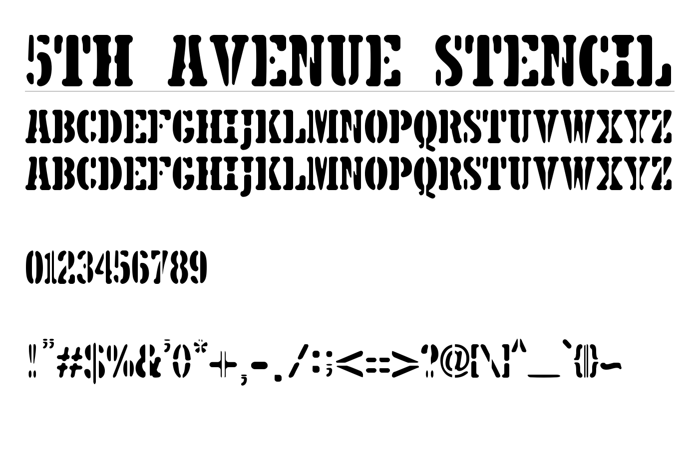 5TH AVENUE STENCIL Font preview