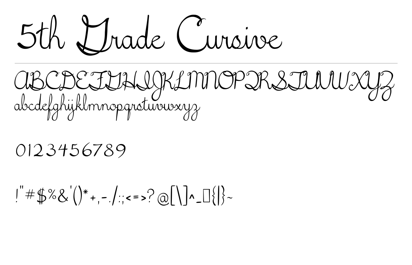 5th Grade Cursive Font preview