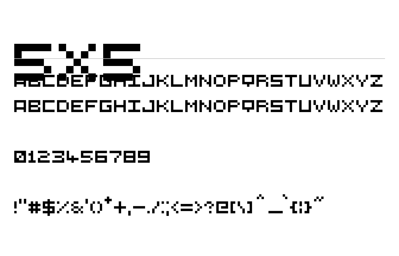 5×5 Font preview