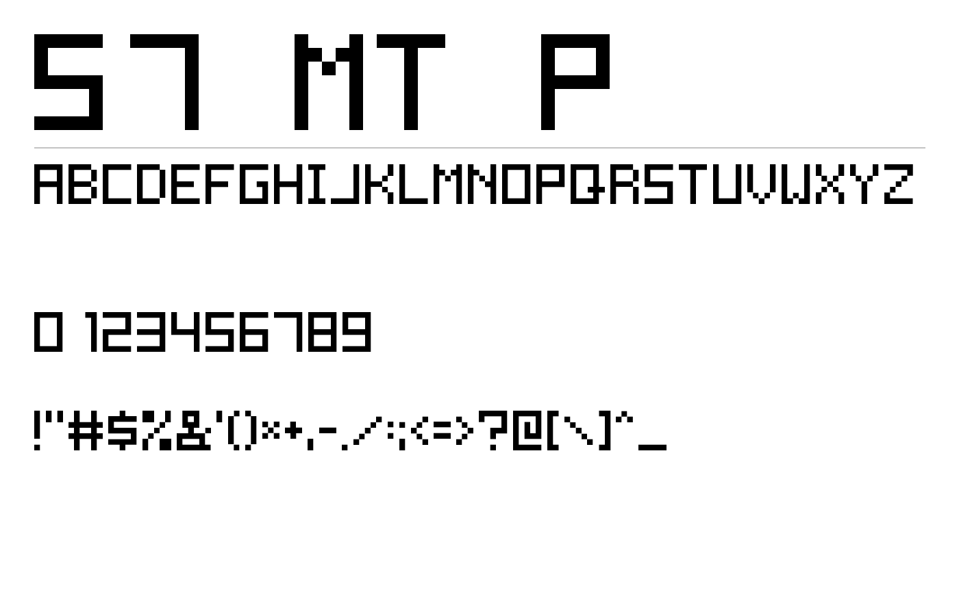 5x7 MT Pixel Font preview