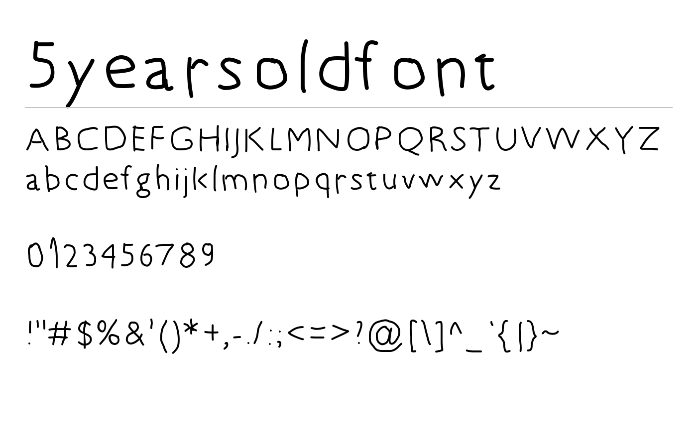 5yearsoldfont preview