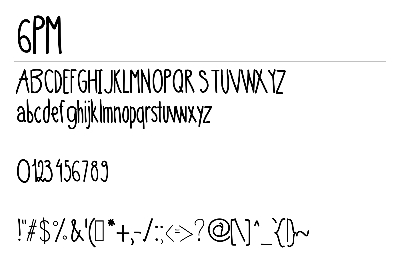 6PM Font preview