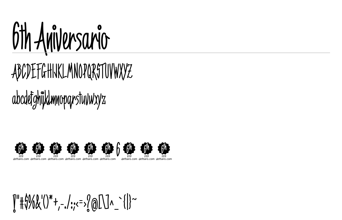 6th Aniversario Font preview